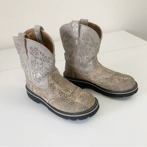 ARIAT Fatbaby Snake Print Western Embellished Leather Boots ~ 7.5